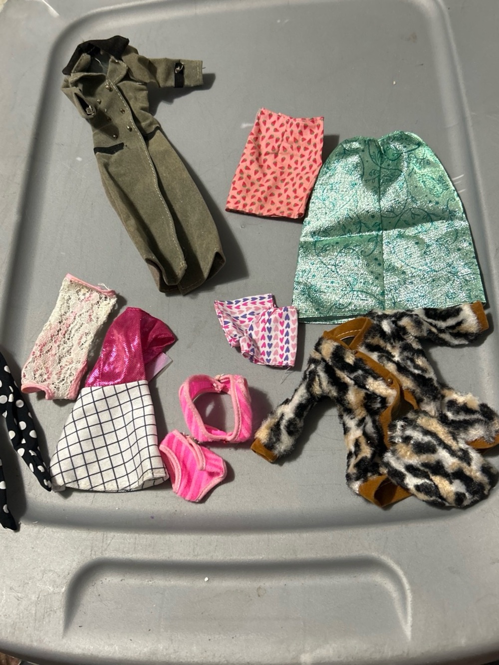 Barbie Doll Clothing Lot - Pink, Green, Olive, Black, White
